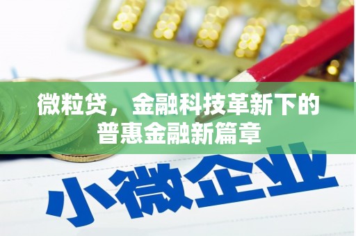 西安微粒贷，金融科技革新下的普惠金融新篇章
