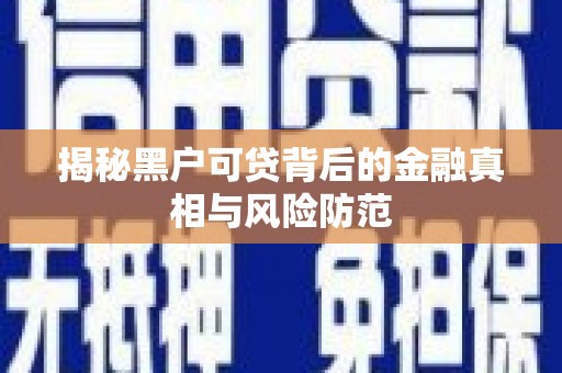泗阳揭秘黑户可贷背后的金融真相与风险防范