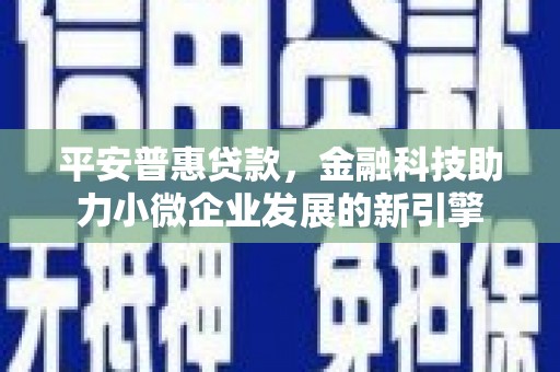 两当平安普惠贷款，金融科技助力小微企业发展的新引擎