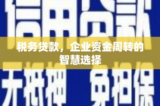 新晃税务贷款，企业资金周转的智慧选择
