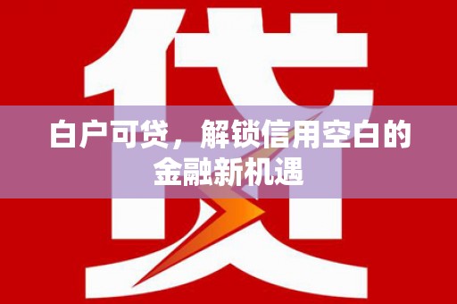 汉中白户可贷，解锁信用空白的金融新机遇
