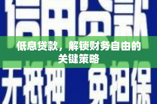颍州低息贷款，解锁财务自由的关键策略